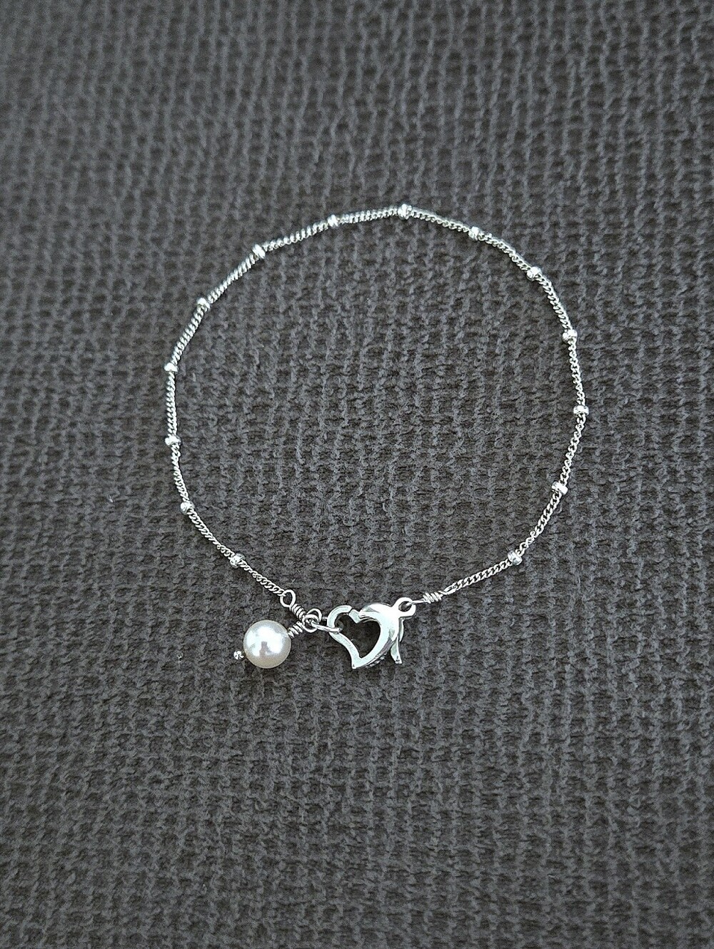 Silver🤍 Satellite🛰 Chain⛓️ Bracelet with Light Pink🩷 Freshwater Pearl - NWOT
